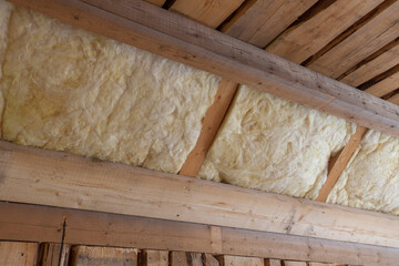glass wool isolation in a wooden house construciton