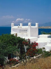 greece, mykonos, coast, villa, cyclades, island, building, residence, house, architecture,...