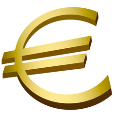 euro, 3D graphics of the euro, with white background. Politics, e-commerce, use the European currency all over the world for import and export and buy everywhere. euro zone