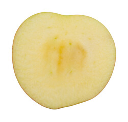 Top view of a fresh slice of gala apple