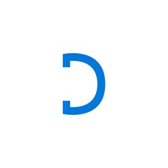 Logo Design Initial D Horseshoe Simple Logo with Blue Color