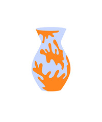Clay vase, isolated on white. Ceramic vase. A decorative element for your interior design. Flat vector
