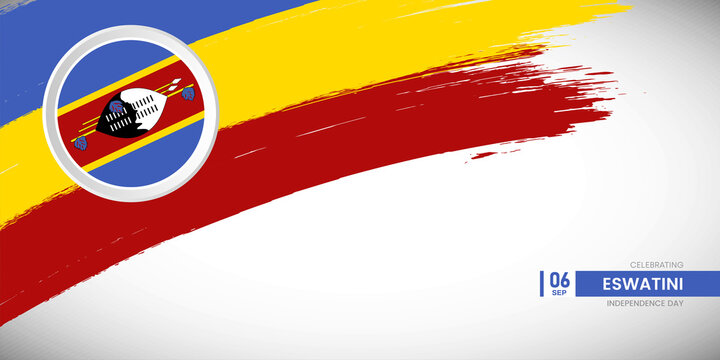 Creative brush stroke with flag of Eswatini country. Happy Independence day background with grunge flag