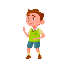 sad boy refusing take candy cartoon vector. sad boy refusing take candy character. isolated flat cartoon illustration