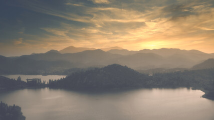 Fototapeta na wymiar A phenomenal sunset over Croatian lakes