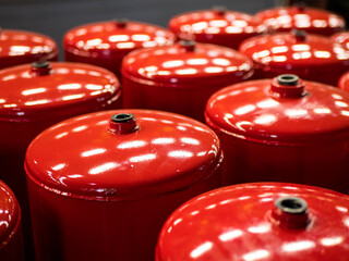 Compressed air tanks for vehicles. Air reservoirs for air suspension systems. Red tractor air tanks