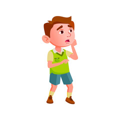 panic little boy shocking from news in kindergarten cartoon vector. panic little boy shocking from news in kindergarten character. isolated flat cartoon illustration