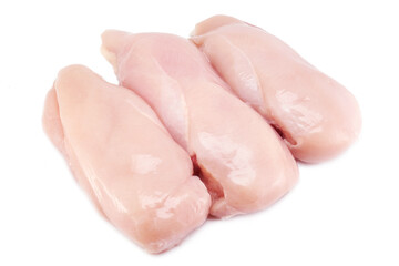 Fresh raw chicken breast fillet isolated on white background, clipping path