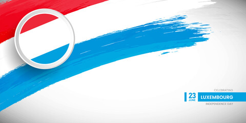 Creative brush stroke with flag of Luxembourg country. Happy national day background with grunge flag