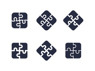 Puzzle, jigsaw line icon set.