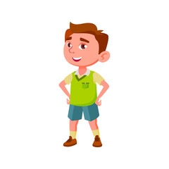 smiling boy elementary school pupil answering on lesson cartoon vector. smiling boy elementary school pupil answering on lesson character. isolated flat cartoon illustration