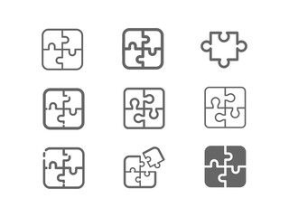 Obraz premium Puzzle, jigsaw line icon set.