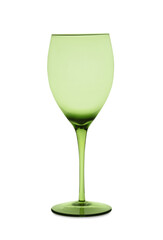 Empty green wine glass isolated on white