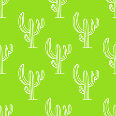 Vector seamless pattern with hand drawn cactus.