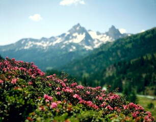 mountain landscape, alpine roses, rhododendron spec., mountains, nature, plants, vegetation, flowers, rhododendron, protected, species protection, nature conservation, 