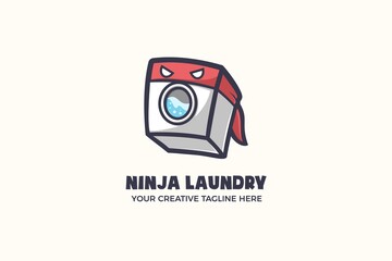 Laundry Cleaning Mascot Character Logo Template