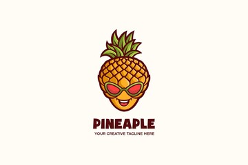 Cool Pineapple Summer Mascot Character Logo Template