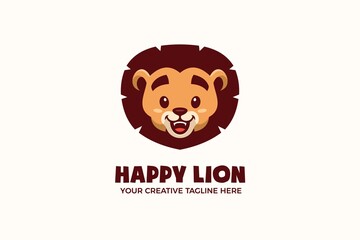 Cute Baby Lion Head Mascot Character Logo Template