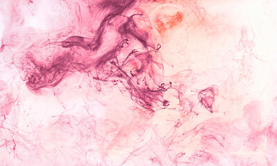 Colorful abstract background, bright mix paints in water, vibrant dancing colors, swirling smoke under water. Aroma sensual concept, delicate perfume