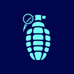 Grenade war line pop art potrait logo colorful design with dark background. Abstract vector illustration.