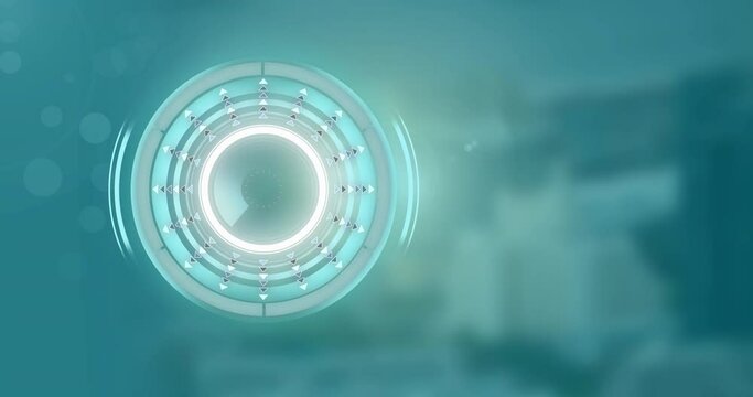 Animation of scopes scanning and data processing over out of focus green background