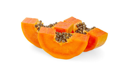 Papaya ripe slices isolated on white background