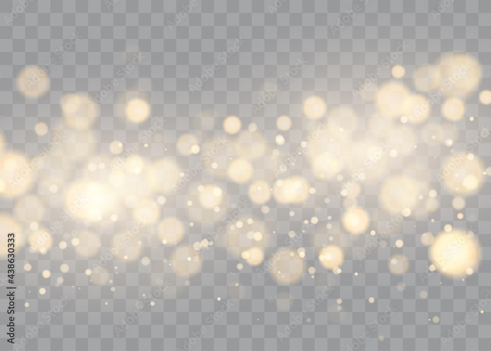 Fototapete shining bokeh isolated on transparent background. golden bokeh lights with glowing particles isolate