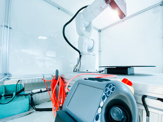 Inspection part dimension by 3D scan measuring machine.