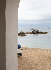 view of the sea from the beach in Port Bo's beach in Palafrugell