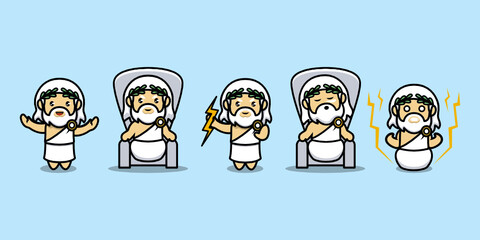 Cute Zeus god of thunder mascot chili