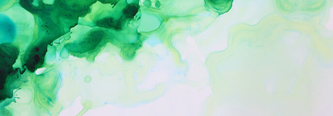 art photography of abstract fluid painting with alcohol ink, green colors