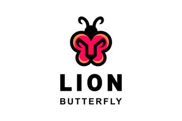 Fototapeta na wymiar Vector Logo Design Combination Butterfly and Lion