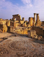 tunisia, utica, field of ruins, roman-punic, ground mosaic, africa, north africa, ruins, sight,...