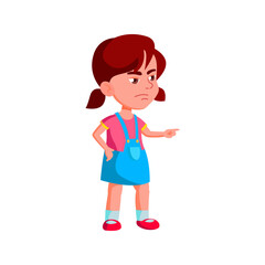 resentful girl pointing at offender on playground cartoon vector. resentful girl pointing at offender on playground character. isolated flat cartoon illustration