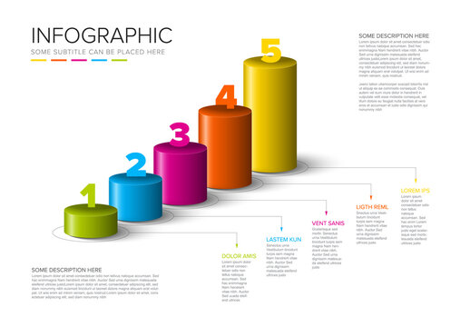 Vector light colorful multipurpose Infographic template with diagonal cylinder steps