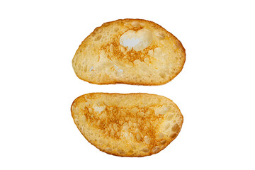 two wheat toast on a white background close-up