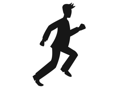 recommend clip art: runing business man silhouette icon on white background.