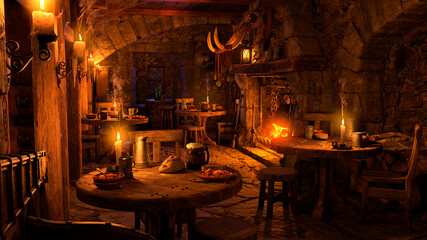 Fototapeta premium 3D Rendering Medieval Tavern