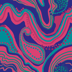 Abstract lines pink, turquoise, blue seamless pattern for all prints. Graphic design.