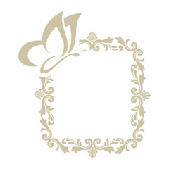 vintage frame with butterfly