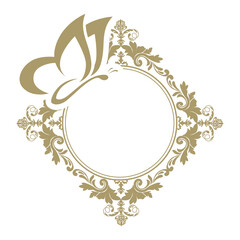 vintage frame with butterfly