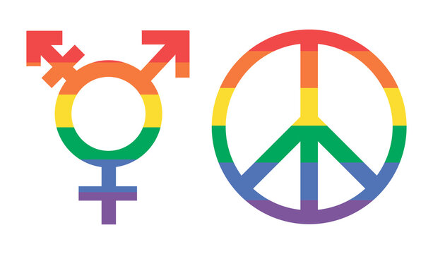 LGBT. Flat illustration of LGBT peace and vector icon for web. Rainbow Transgender Symbol - Colorful rainbow transgender symbol with horizontal stripes.