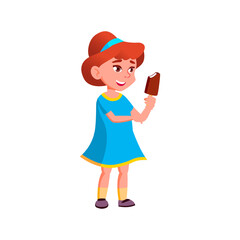 cute little girl eating ice cream nutrition in park cartoon vector. cute little girl eating ice cream nutrition in park character. isolated flat cartoon illustration