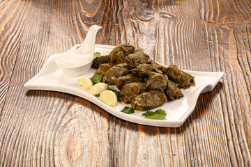 Staffed dolma in grape leaves
