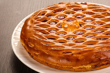 Tasty hot baked round pie