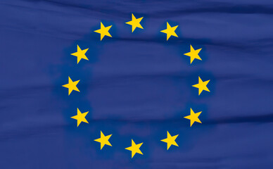 Waving fabric texture flag of European Union
