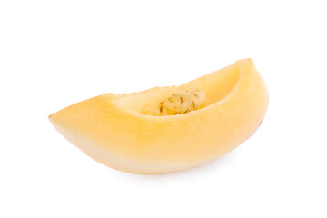 Slice of fresh ripe pepino melon isolated on white