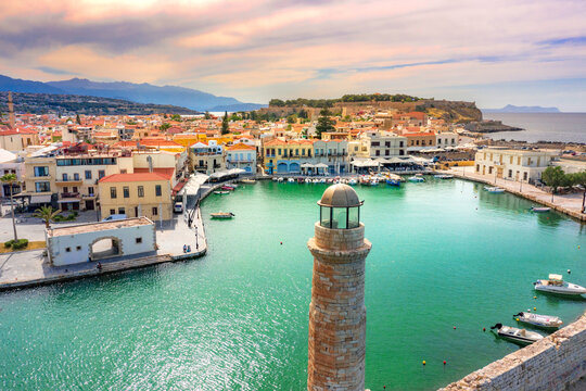 Old Venetian harbor of Rethimno, Crete, Greece