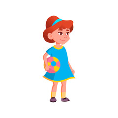sweet girl holding ball in garden cartoon vector. sweet girl holding ball in garden character. isolated flat cartoon illustration