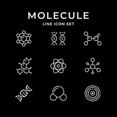 Set line icons of molecule